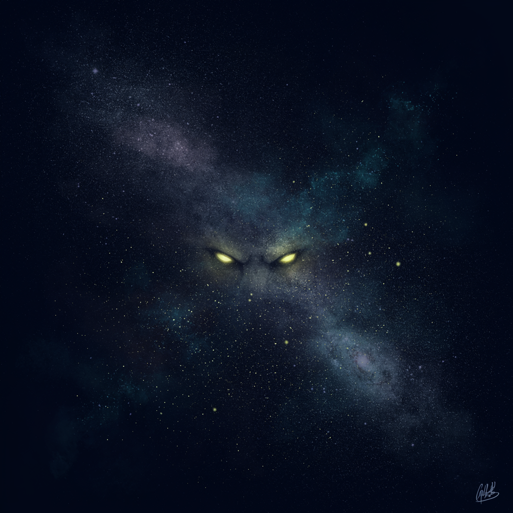 A cosmic creature emerging from a star field for Bendu